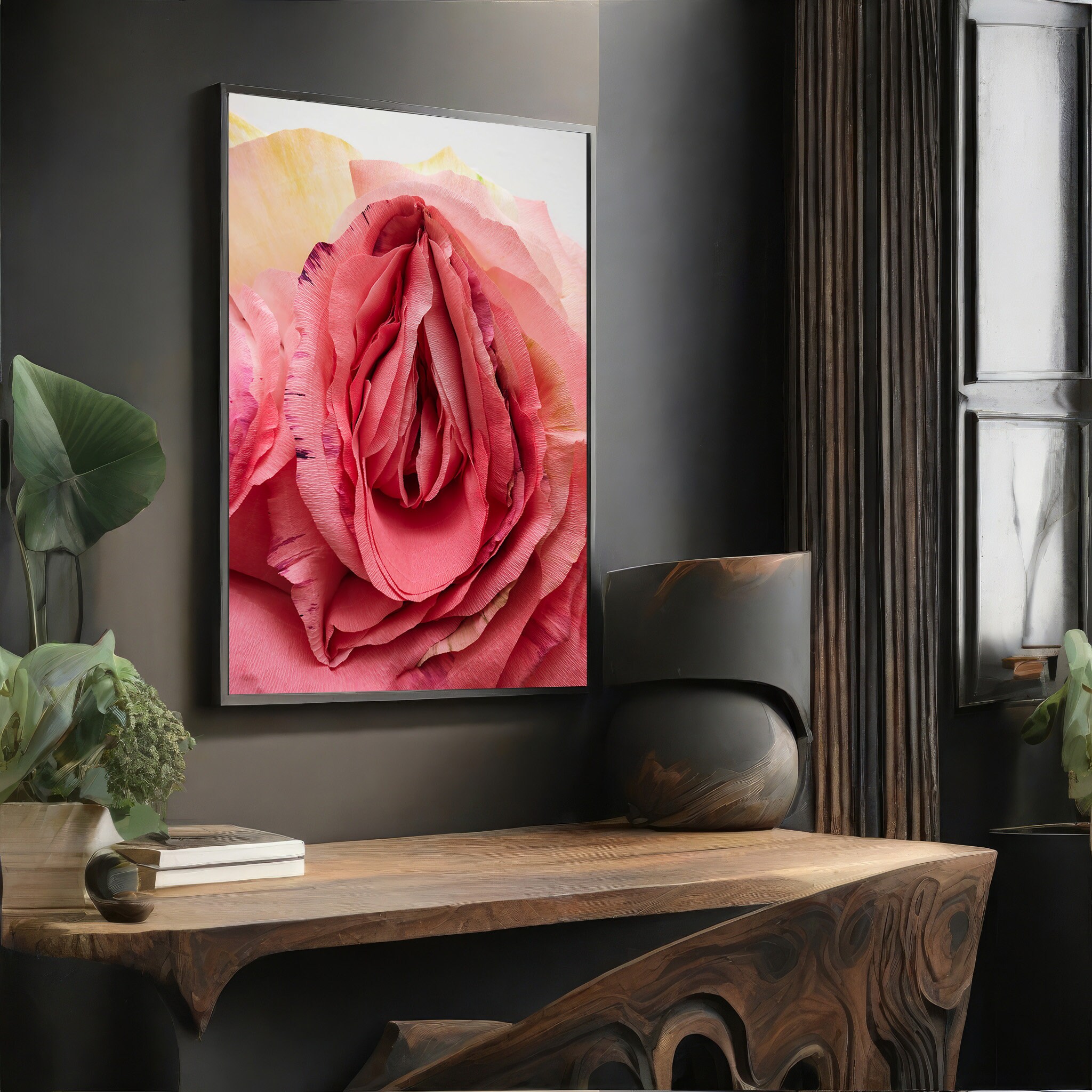 Pink Rose Flower Wall Art Print, Rose Wall Art, Floral Wall Art, Flower ...