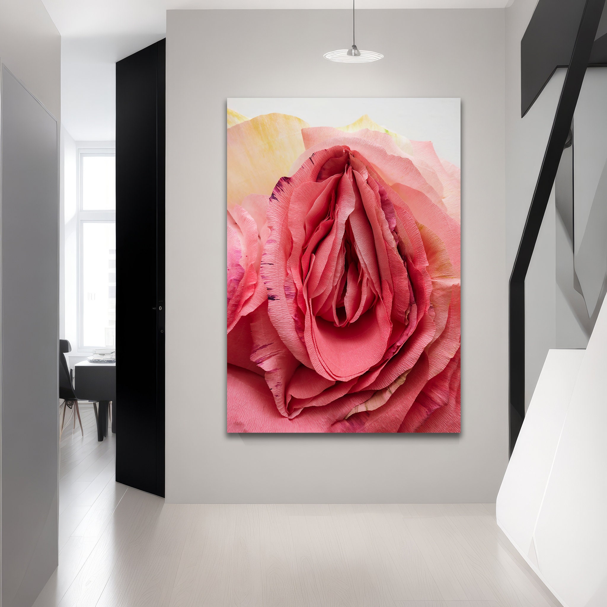 Pink Rose Flower Wall Art Print, Rose Wall Art, Floral Wall Art, Flower ...