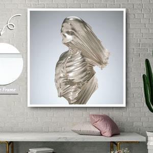 Silver-Coated Skeleton,Silver Skeleton, Artistic Elegance, Life and Mortality, Unique Decor, Contemporary Art,Home Decor,Wall Decor