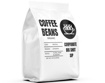 Corporate Big Shot Sip Medium Roast Coffee Beans Organic Ethiopian 12oz