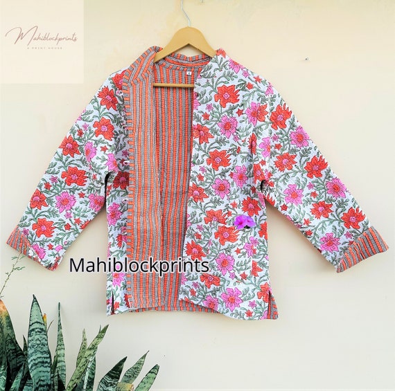 Hand block Printed Reversible Women Jackets Bohem… - image 7