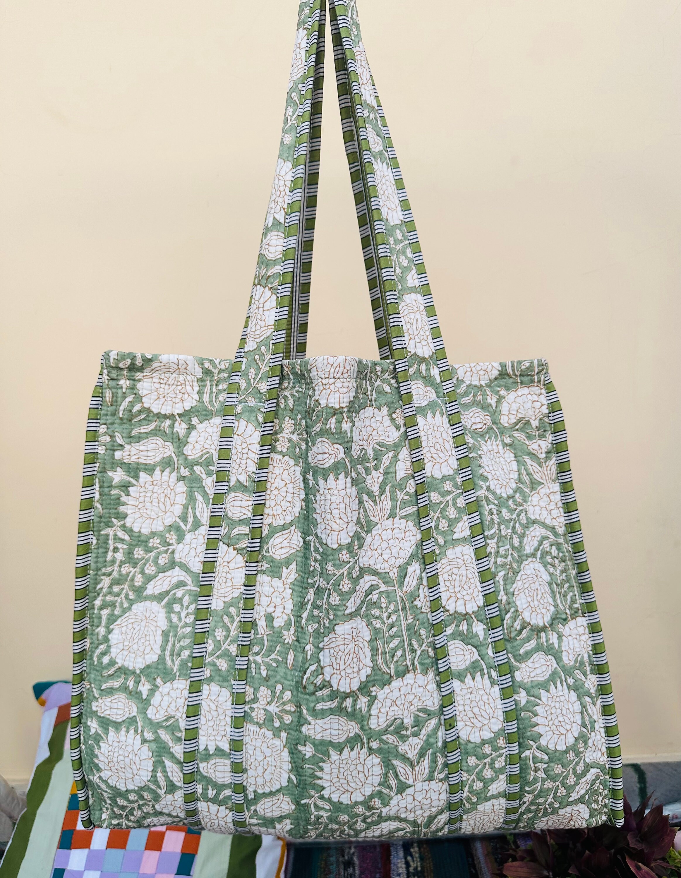 Handmade Tote Bag / Indian Quilted Making Tote Bags / Grocery Bag / Women Shopping Totes bag