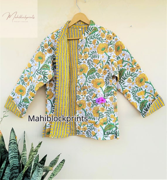 Hand block Printed Reversible Women Jackets Bohem… - image 9