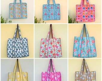 Lot Of 10 Pcs Quilted Tote Bags Vintage Flower Shoulder Bag Large Capacity Canvas Bag Eco Friendly Shopping Bag Gift Bag