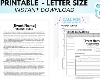 Editable Vendor Bundle for Events | Flyer, Application, Rules, Contact Spreadsheet & Feedback Form | Canva Templates for Planners and Fairs