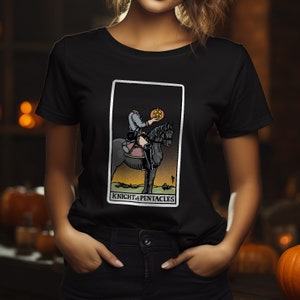 Maglietta di Halloween della carta dei tarocchi Legend of Sleepy Hollow - Cavaliere senza testa - Cavaliere di Denari