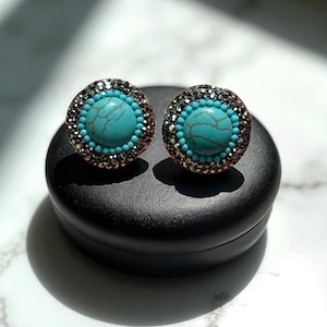 Turquoise Crystal Stud Earrings