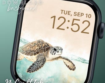 Baby Sea Turtle Apple Watch Face Endangered Species Background Wallpaper Cute Baby Sea Turtle Watch Face For Animal Lovers And Ocean Fans