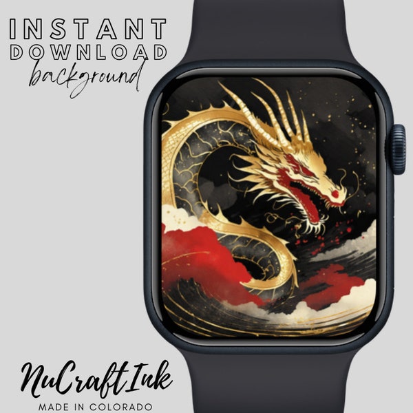 Year of the Dragon Apple Watch Face Background • Golden Dragon Theme Smartwatch Wallpaper • Year of The Dragon Gift
