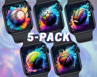 Sports Color Splash Apple Watch Wallpaper (5-Pack Digital Download)