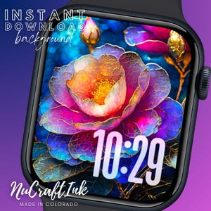 Flowering Camellia Apple Watch Background Gilded Flower Wallpaper Gold Flowers in Vibrant Colors Elegant Smartwatch For Camellia Lovers