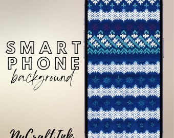 Cozy Blue Christmas Knit Smartphone Background Winter Vibes Cute Colorful Artwork Vibrant Smartphone Background for iphone and Android