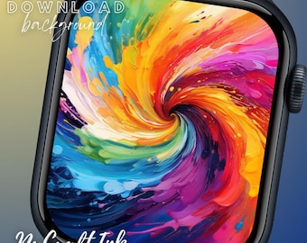 Abstract Color Swirl Apple Watch Face: Vibrant Paint Art (Digital Download)