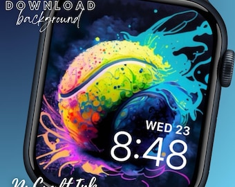 Tennis Ball Splatter Apple Watch Face: Colorful Sports Art (Digital Download)