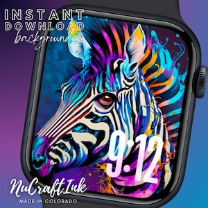 Color Splash Zebra Apple Watch Face: Safari Animal Wallpaper (Digital Download)