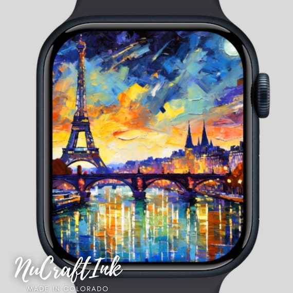 Evening in Paris Apple Watch Face Background Parisian Theme Smartwatch Wallpaper Eiffel Tower Watch Face Impressionist Style Watch Face