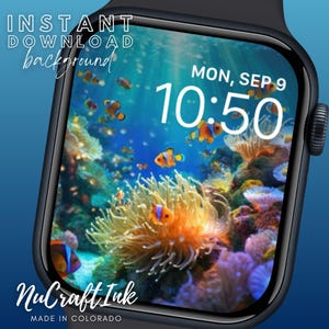 Coral Reef Apple Watch Face, Vibrant Smartwatch Background iWatch Aquatic Wallpaper Tropical Saltwater Aquarium for All Apple Watch Series