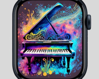 Colorful Piano Art Apple Watch Face: Vibrant Music Wallpaper (Digital Download)