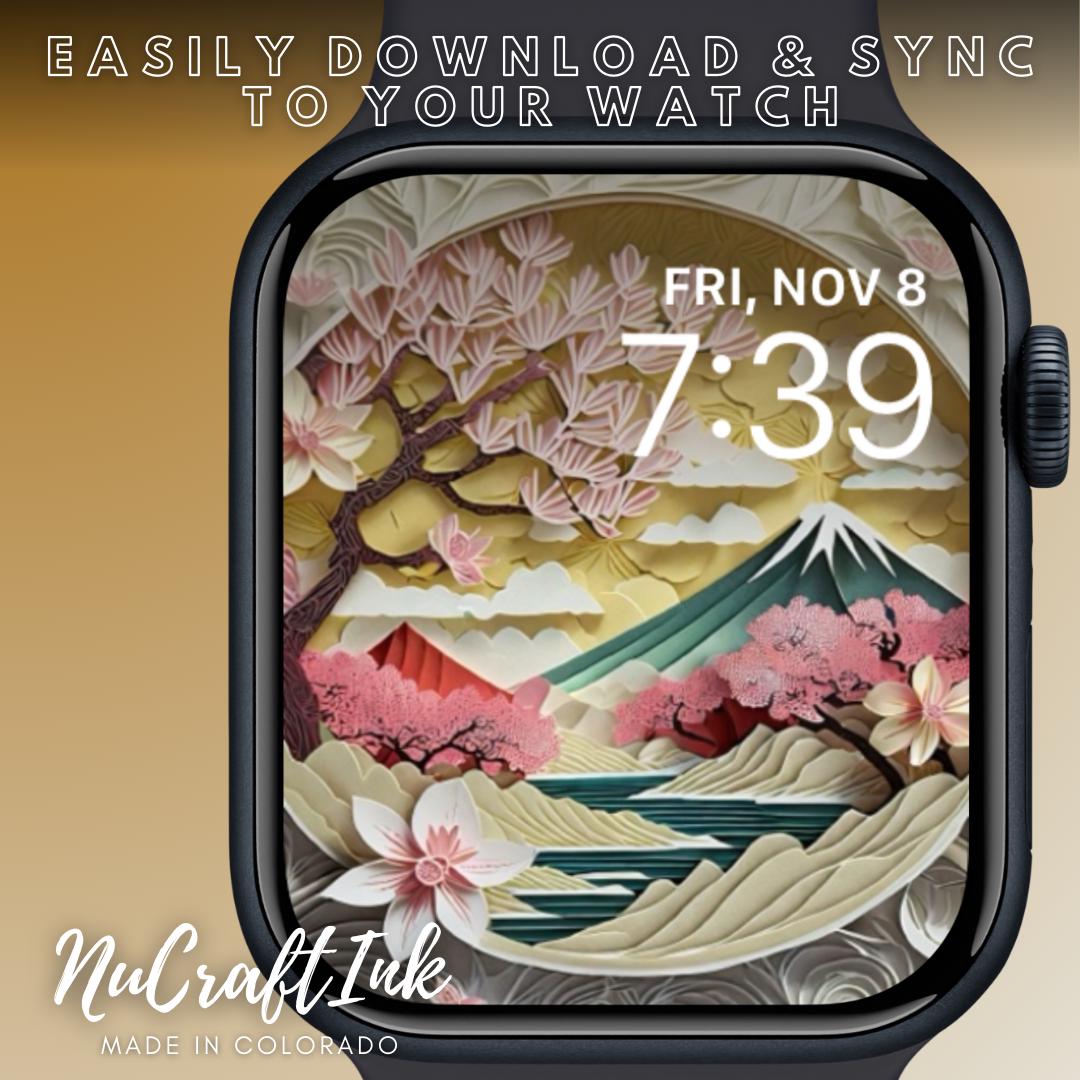 Cherry Blossom Apple Watch Face: Japanese Paper Art Wallpaper