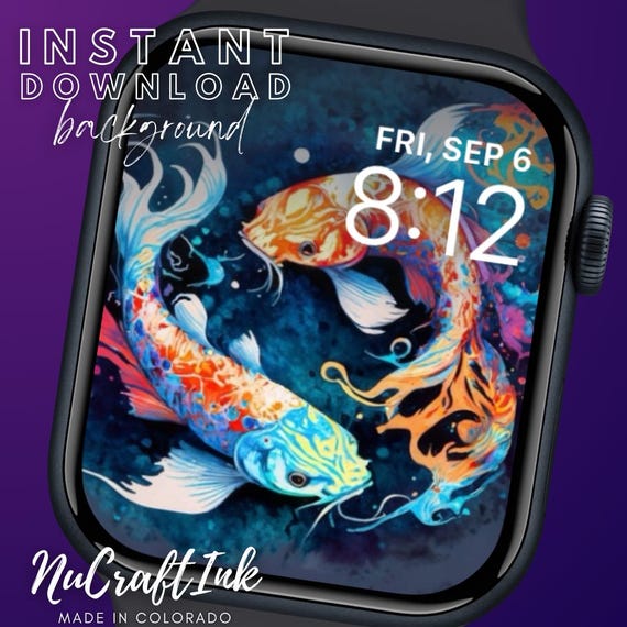 Koi Fish Apple Watch Face: Vibrant Smartwatch Wallpaper (Digital Download)