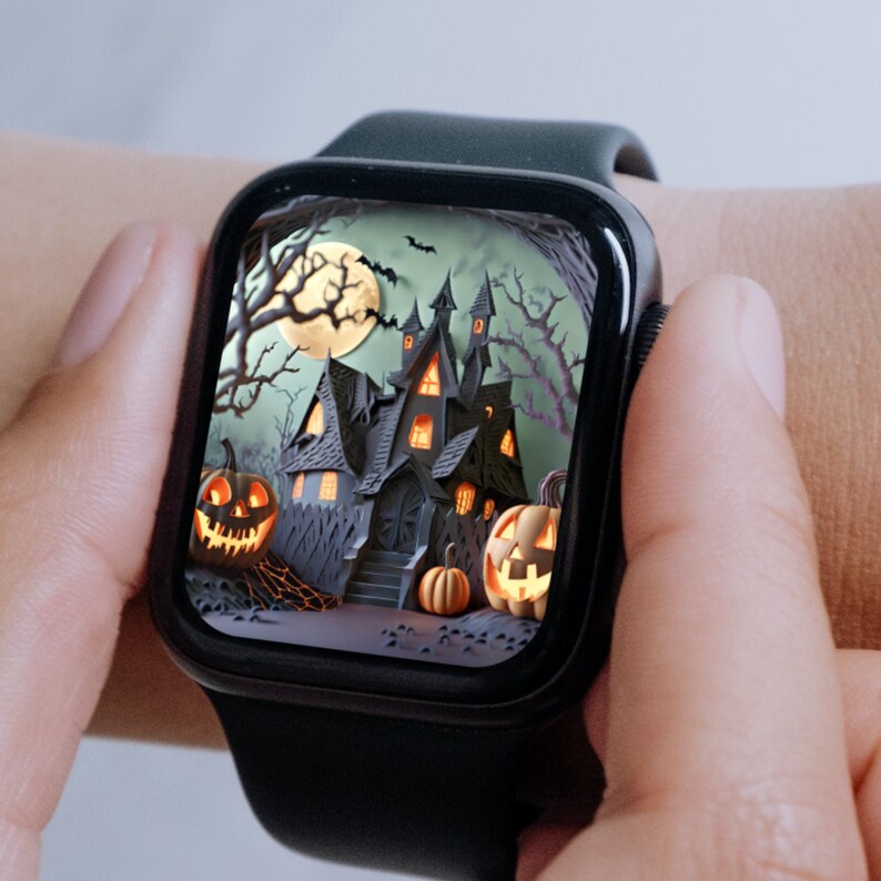 Halloween Apple Watch Face Wallpaper, Fall Theme Smartwatch Background