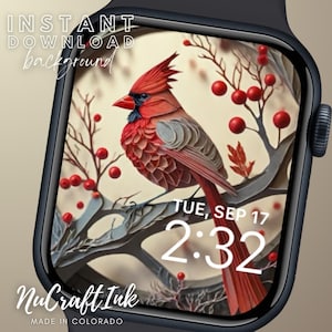 Quadrante Cardinale Apple Watch Winter Berry Sfondo per Smartwatch Sfondo Orologio di Natale Regalo Affascinante Orologio in Stile Arte Carta Cardinale Rosso