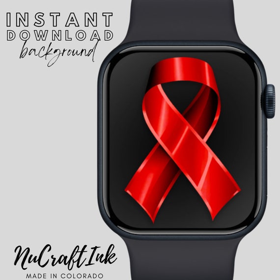 Red Awareness Ribbon Apple Watch Face Background Memorial Remembrance Ribbon to Show Support and Awareness for Your Favorite Causes Etsy