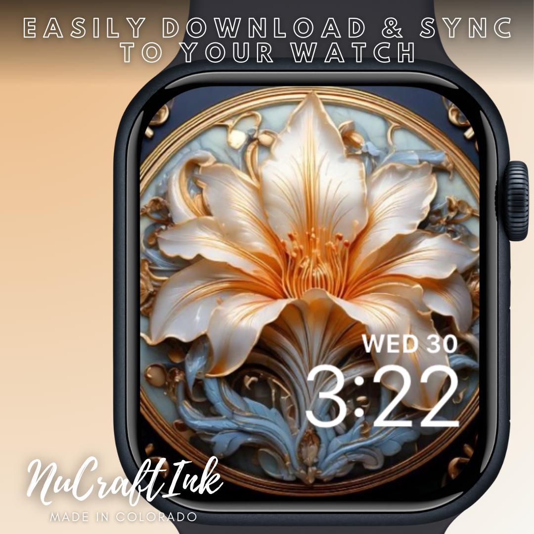 Gilded Lily Apple Watch Face: Elegant Floral Wallpaper