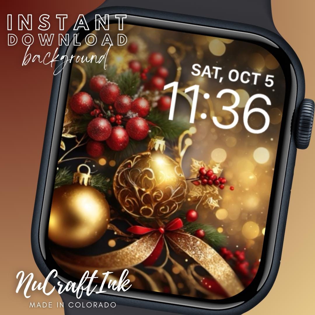 Elegant Christmas Apple Watch Face Wallpaper Winter Theme Smartwatch Background Christmas Watch Face Abstract Christmas Watch Accessory Etsy