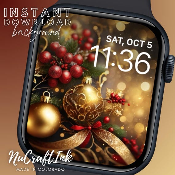 Elegant Christmas Apple Watch Face Wallpaper Winter Theme Smartwatch Background Christmas Watch Face Abstract Christmas Watch Accessory Etsy UK