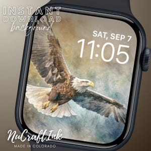 Quadrante Apple Watch Eagle Bald Eagle Smartwatch Sfondo Aquila in volo Stile acquerello Carta da parati Design minimalista Regalo per papà, lui