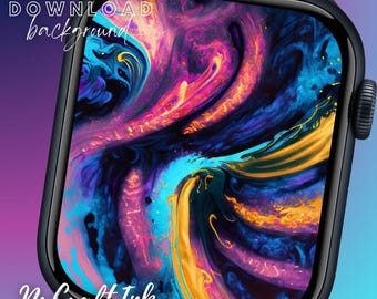 Abstract Color Swirl Apple Watch Face: Marbled Smartwatch Wallpaper (Digital Download)