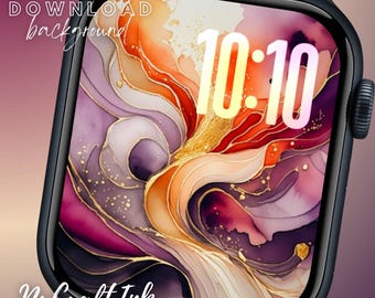 Marbled Gold Apple Watch Face: Regal Watercolor Design (JPG Digital Download)
