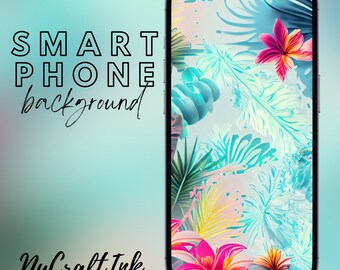 Tropical Paradise Smart Phone Wallpaper Tropical Vibes Cute Colorful Design Vibrant Smartphone Background for iphone and Android