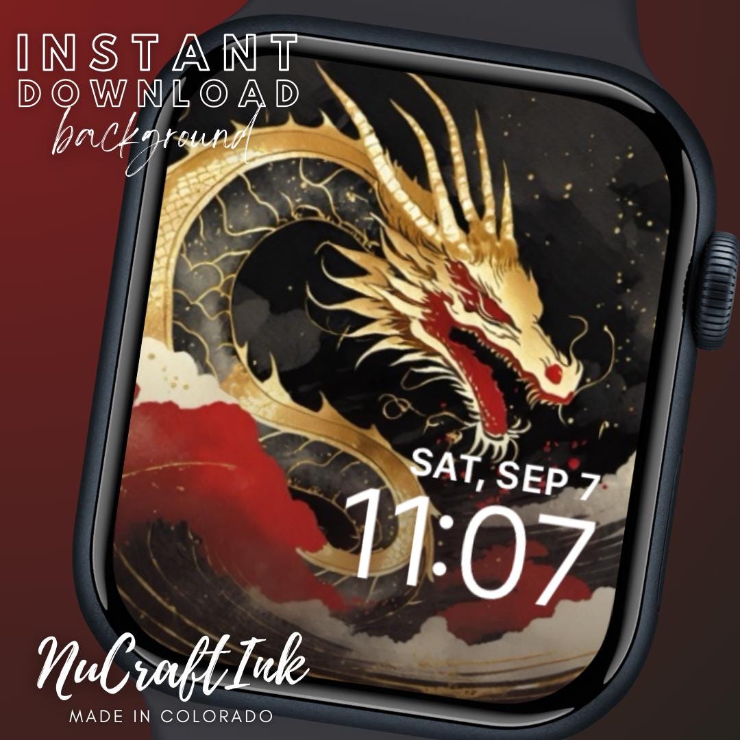 Fondo de pantalla del Año del Dragón para Apple Watch: Golden Dragon  (Descarga digital) - Etsy México, image size:1080x1080