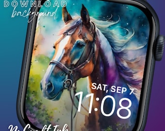Watercolor Style Horse Apple Watch Face: Equestrian Pony Wallpaper (Digital Download)