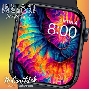 Apple Watch Apple Watch Wallpaper: Blauer Hintergrund mit Batikmuster (Digitaler Download)
