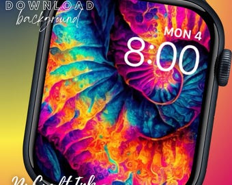 Tie-Dyed Apple Watch Face Wallpaper: Vibrant Smartwatch Background (Digital Download)