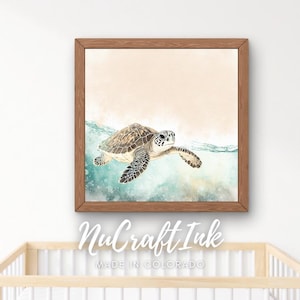 Baby Sea Turtle Watercolor Style Print: Ocean Nursery Decor (Digital Download)