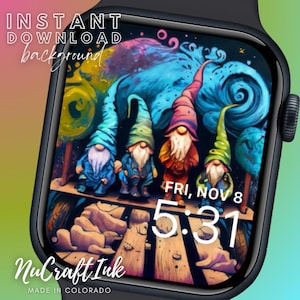 Garden Gnomes Apple Watch Face Wallpaper Colorful Gnomes Vibrant Smartwatch Background Funny Gnome Watch Accessory INSTANT DOWNLOAD