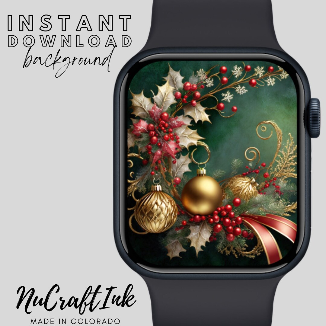 Elegant Christmas Apple Watch Face Wallpaper, Winter Theme Smartwatch Christmas Apple Watch Face