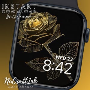 Quadrante Apple Watch color oro rosa: elegante sfondo floreale (download digitale)