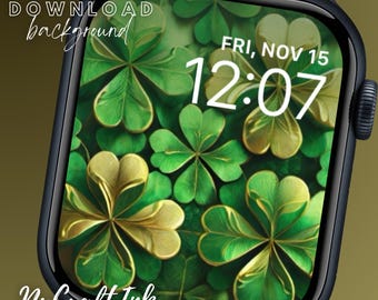Golden Shamrock Apple Watch: Glücksklee Wallpaper (Digitaler Download)