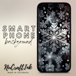 Crystalline Snowflake Smart Phone Background, Winter Theme Phone Wallpaper Background