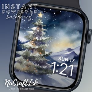 Watercolor Style Christmas Tree Apple Watch Face: Holiday Wallpaper (Digital Download)
