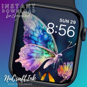 Sfondo magico del quadrante dell'Apple Watch con farfalla iridescente, download immediato, regalo per mamma, nonna, figlia, suo