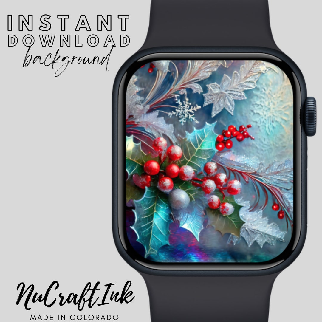 Colorful Christmas Apple Watch Face Wallpaper, Winter Theme Smartwatch Christmas Apple Watch Face