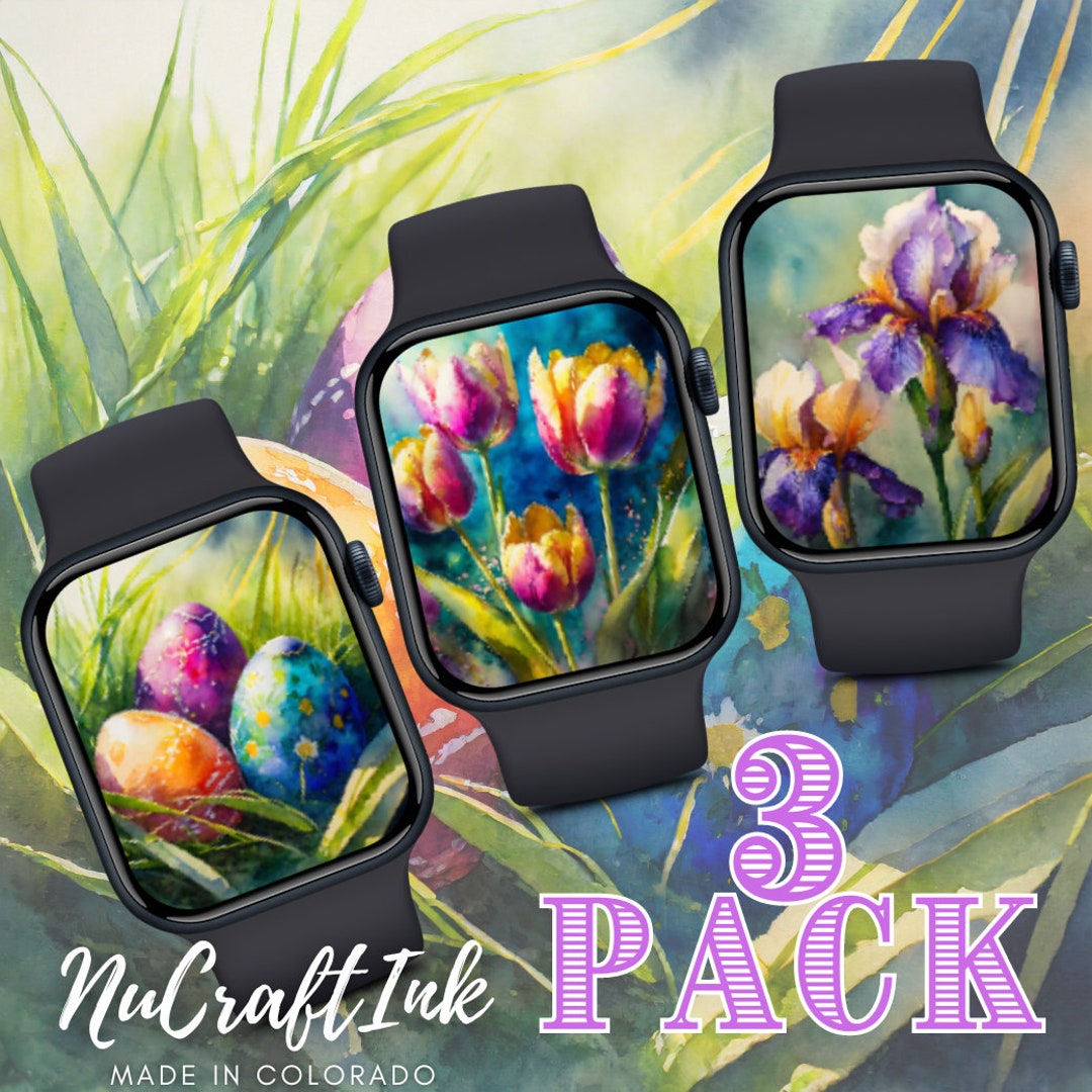 Watchfaces Spring Spring Apple Watch Face: Easter Eggs, Tulips, Irises (3-pack Digital ...