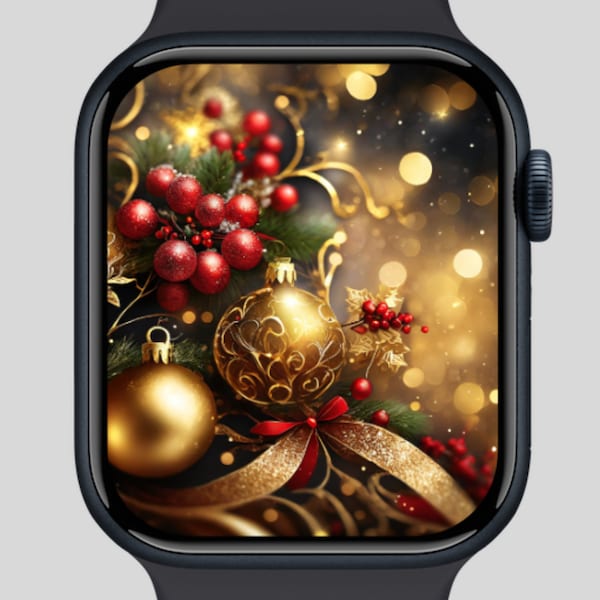 Elegant Christmas Apple Watch Face Wallpaper, Winter Theme Smartwatch Background, Christmas Watch Face,Abstract Christmas Background