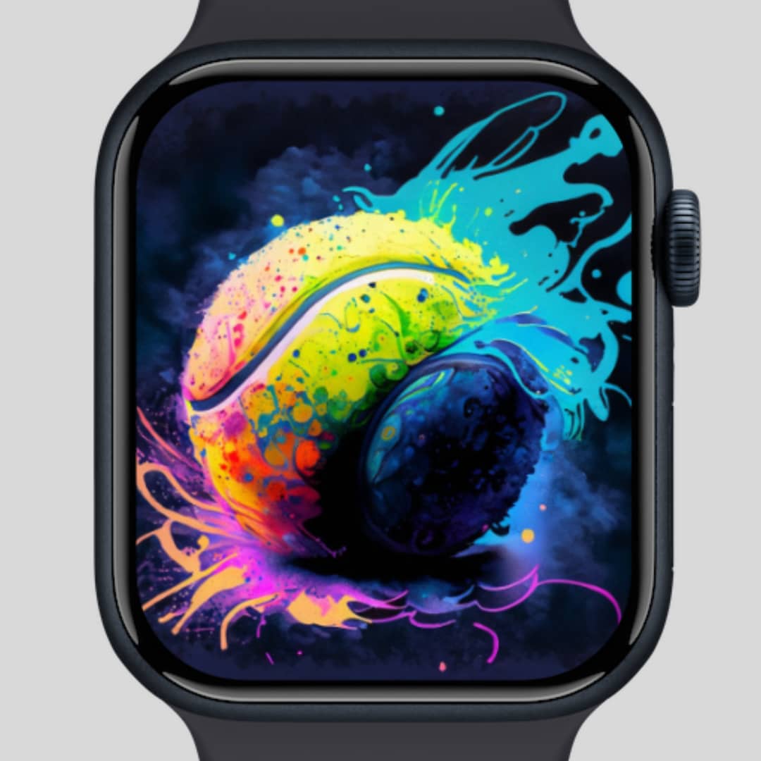 Tennis Ball Color Splash Art Apple Watch Background, Colorful Artwork